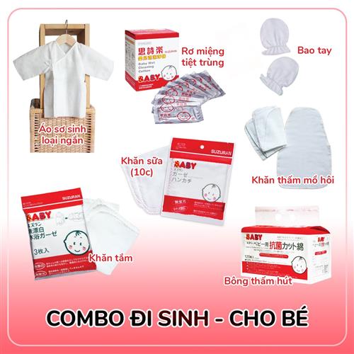 Combo Suzuran đi sinh 7 món Cotton kháng khuẩn cho bé - Phân phối chính hãng